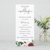 Programme Mariage Floral Aquarelle Rouge Bourgogne (Debout devant)