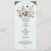Programme Mariage floral aquarelle vert olive kaki (Dos)