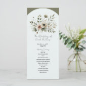 Programme Mariage floral aquarelle vert olive kaki (Debout devant)