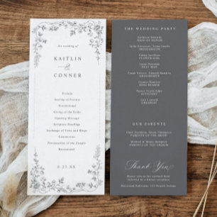 Programme Mariage Floral Argent / Gris Vintage Toile de Jouy