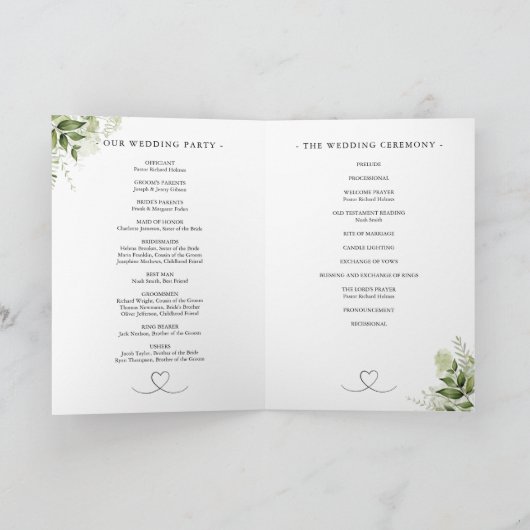 Programme Mariage Floral au feuillage Script (Intérieur)