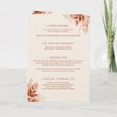 Programme Mariage Floral Automne Rustique Script (Dos)