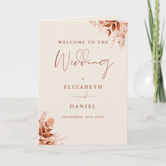 Programme Mariage Floral Automne Rustique Script (Devant)