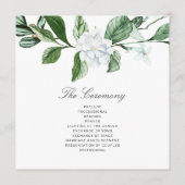 Programme Mariage floral blanc blanc de couronne de verdure  (Dos)
