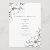 Programme Mariage floral blanc noir simple (Devant)