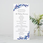 Programme Mariage floral bleu aquarelle. Botanique marine (Debout devant)