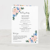 Programme Mariage floral bleu bleu clair géométrique (Dos)