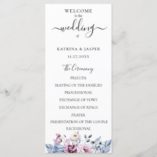 Programme Mariage floral bleu Dusty Mauve