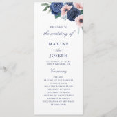 Programme Mariage floral bleu marine et blush (Devant)