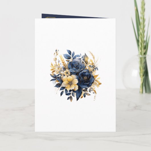 Programme Mariage floral bleu marine et or (Dos)