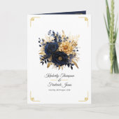 Programme Mariage floral bleu marine et or (Devant)
