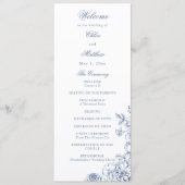 Programme Mariage Floral Bleu Poussiéreux Élégant Classique (Devant)