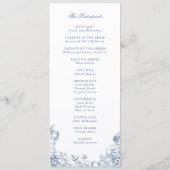 Programme Mariage Floral Bleu Poussiéreux Élégant Classique (Dos)