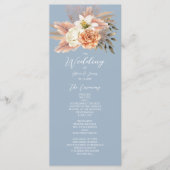 Programme Mariage Floral Bleu Poussiéreux et Pêche (Devant)