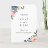 Programme Mariage floral botanique de Pêche bleu ardoise (Devant)