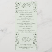 Programme Mariage Floral Botanique Dessiné à la Main Vert Sa (Dos)