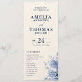 Programme Mariage Floral Crème Classique et Bleu Français Él (Devant)
