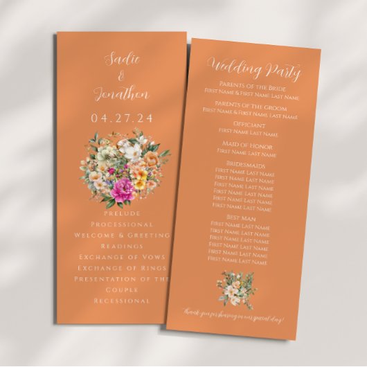Programme Mariage floral de l'abricot de mariage de printemp