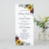 Programme Mariage floral de tournesol botanique rustique (Debout devant)