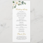 Programme Mariage Floral de Verdure de Rose Blanche d'Eucaly (Dos)