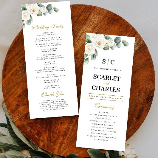 Programme Mariage Floral de Verdure de Rose Blanche d'Eucaly