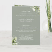 Programme Mariage Floral de Verdure Vert Sauge (Dos)