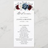 Programme Mariage floral d'ivoire blanc bleu ardoise (Devant)