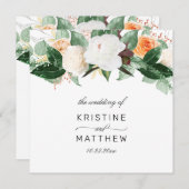 Programme Mariage Floral Élégant à l'Aquarelle de Pêche Blan (Devant / Derrière)