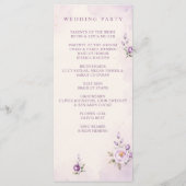 Programme Mariage floral élégant botanique lavande violet (Dos)
