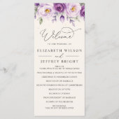 Programme Mariage floral élégant botanique lavande violet (Devant)
