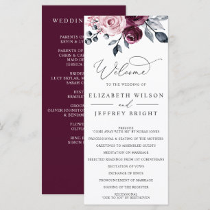 Programme Mariage Floral Élégant Moderne Botanique Bourgogne