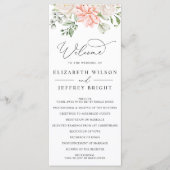 Programme Mariage floral élégant moderne botanique rose blus (Devant)