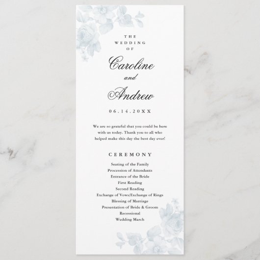 Programme Mariage Floral Élégant Vintage (Devant)