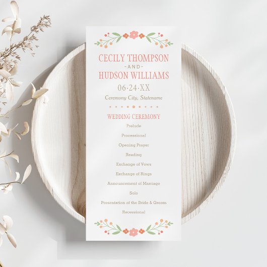 Programme Mariage Floral Folk Péché Fantaisiste