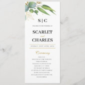 Programme Mariage Floral Géométrique à la Verdure d'Eucalypt (Devant)
