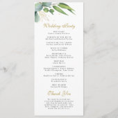 Programme Mariage Floral Géométrique à la Verdure d'Eucalypt (Dos)