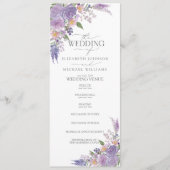 Programme Mariage floral Lilac moderne Lavender Mauve Script (Devant)
