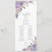Programme Mariage floral Lilac moderne Lavender Mauve Script (Dos)
