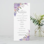 Programme Mariage floral Lilac moderne Lavender Mauve Script (Debout devant)