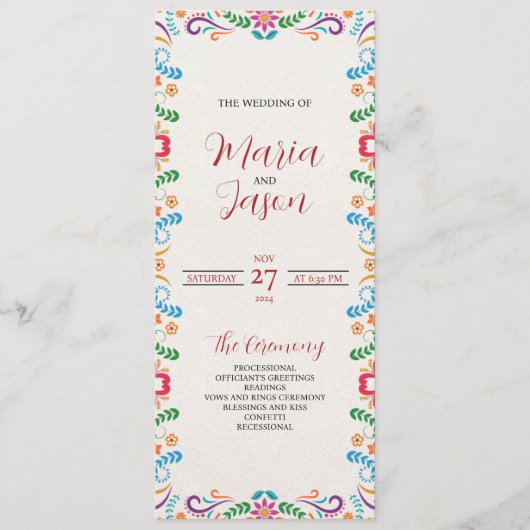 Programme Mariage Floral mexicain élégant coloré (Devant)