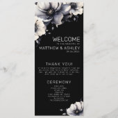 Programme Mariage Floral Moderne Élégant Noir (Devant)