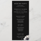 Programme Mariage Floral Moderne Élégant Noir (Dos)