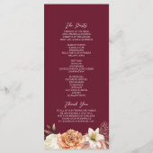 Programme Mariage Floral Noir Bourgogne (Dos)