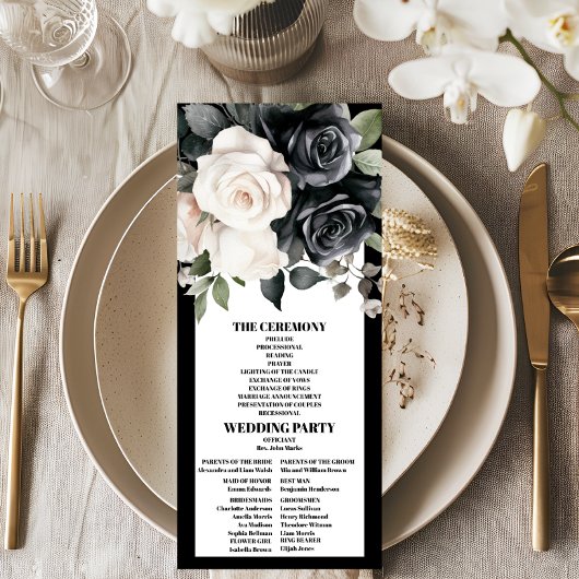 Programme Mariage floral noir et blanc moderne