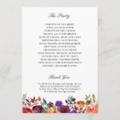 Programme Mariage floral orange bordeaux (Dos)