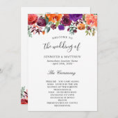 Programme Mariage floral orange bordeaux (Devant / Derrière)