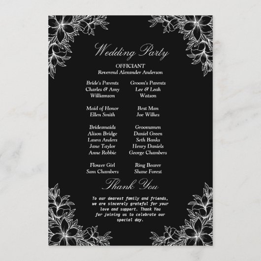 Programme Mariage Floral Orné Blanc (Dos)