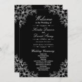 Programme Mariage Floral Orné Blanc (Devant / Derrière)