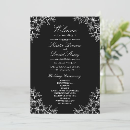 Programme Mariage Floral Orné Blanc (Debout devant)