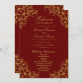 Programme Mariage Floral Orné Or (Devant / Derrière)